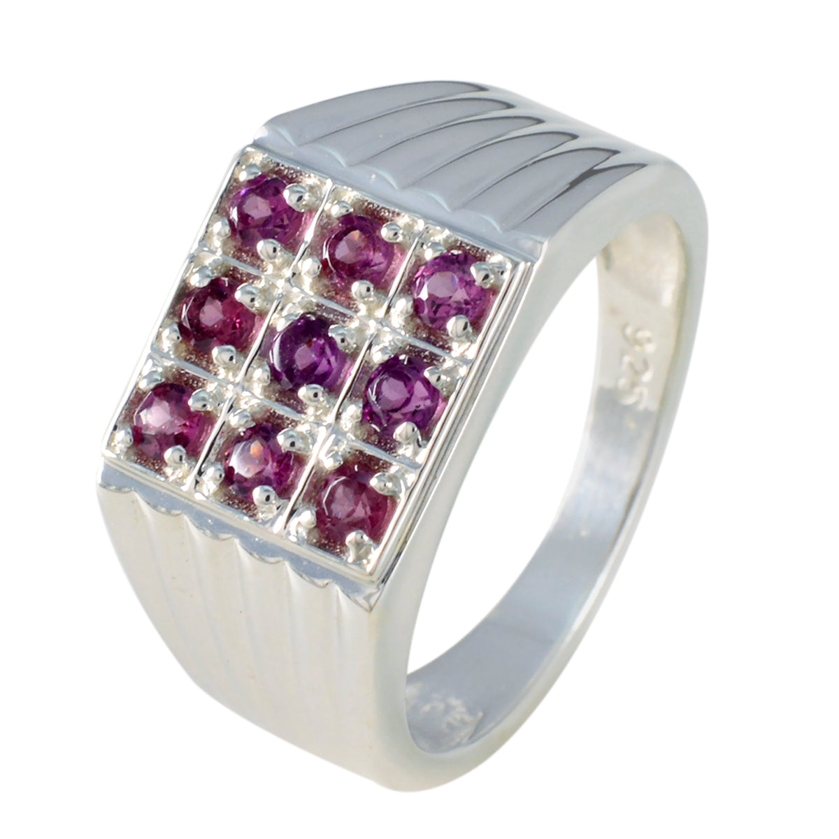 Garnet navratna Egyptian Silver Red Gemstones Eye catching Trendy Ring Jewellery