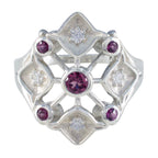 Garnet Penta German 925 Silver Red Gemstone Eye catching Contemporary Ring Jewellery