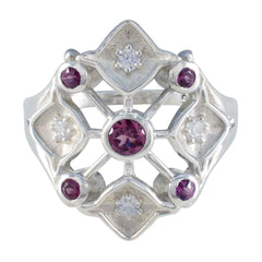 Granat Penta Deutsch 925 Silber Roter Edelstein Auffälliger zeitgenössischer Ringschmuck