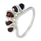 Garnet Penta German 925 Sterling Silver Red Gemstones Slim Romantic Ring Jewelry