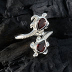 Garnet Toi et Moi Egyptian Sterling Silver Red Gems Minimal Boho Ring Jewellery