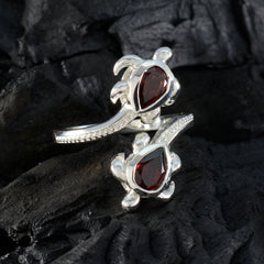 Garnet Toi et Moi Egyptian Sterling Silver Red Gems Minimal Boho Ring Jewellery