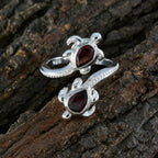 Garnet Toi et Moi Egyptian Sterling Silver Red Gems Minimal Boho Ring Jewellery