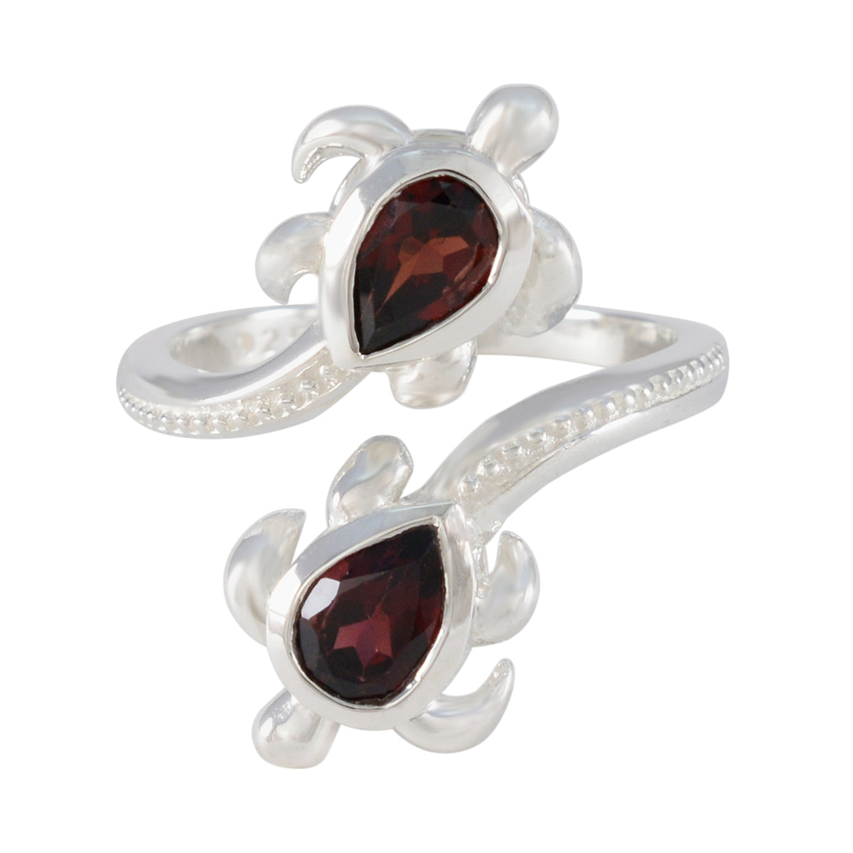 Garnet Toi et Moi Egyptian Sterling Silver Red Gems Minimal Boho Ring Jewellery