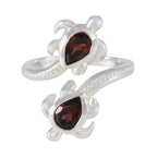 Garnet Toi et Moi Egyptian Sterling Silver Red Gems Minimal Boho Ring Jewellery