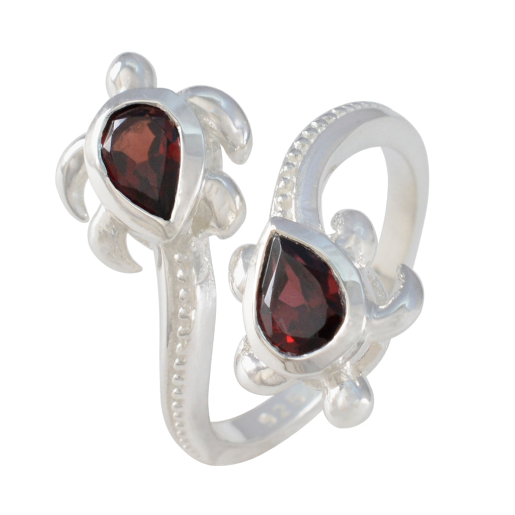 Garnet Toi et Moi Egyptian Sterling Silver Red Gems Minimal Boho Ring Jewellery