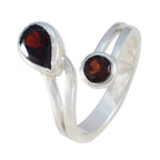 Garnet Toi et Moi Egyptian Sterling Silver Red Gemstone Tiny Feminine Ring Jewellery