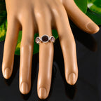 Garnet Trilogy Korean Sterling Silver Red Gemstones Whisper thin Contemporary Ring Jewelry