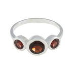 Garnet Trilogy Korean Sterling Silver Red Gemstones Whisper thin Contemporary Ring Jewelry