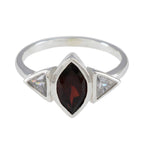 Garnet Trilogy Japanese Silver Red Gemstones Whisper thin Luxurious Ring Jewellery