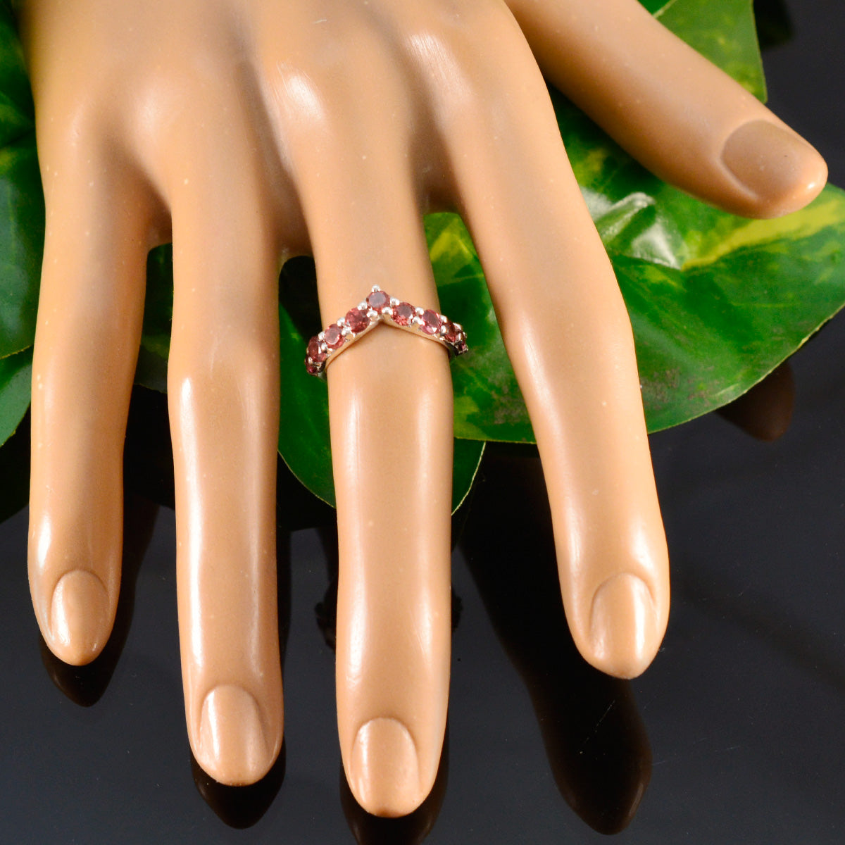 Garnet multiple American Silver Red Gems Dainty Feminine Ring Jewelry