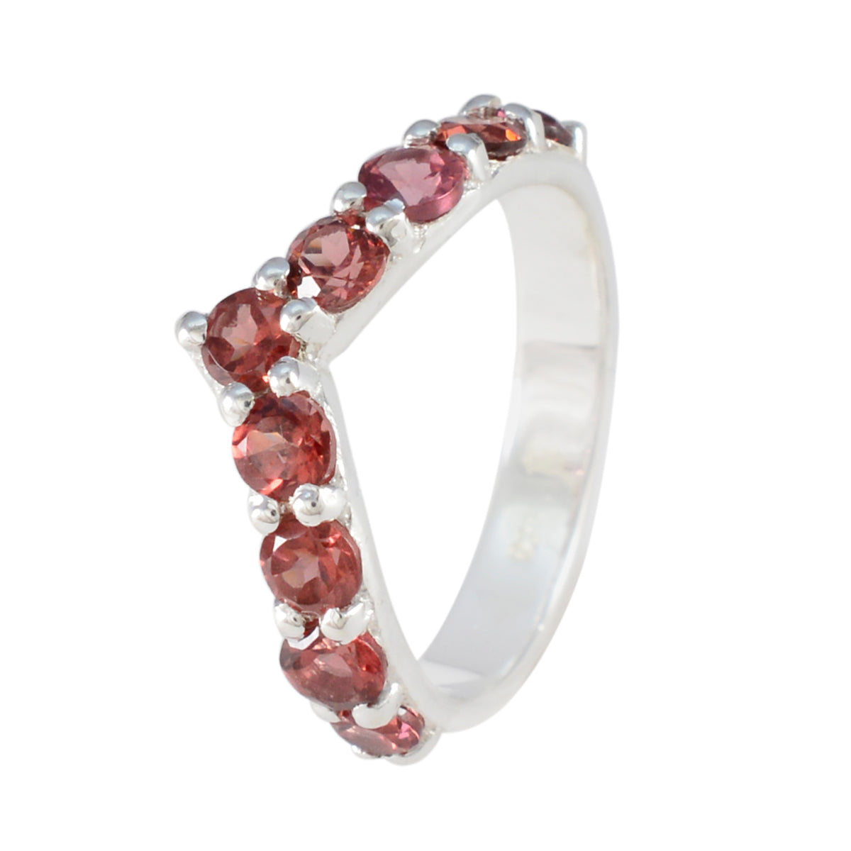Garnet multiple American Silver Red Gems Dainty Feminine Ring Jewelry