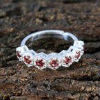 Garnet Hepta Japanese 925 Sterling Silver Red Gemstones Whisper thin Contemporary Band Jewelry