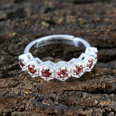 Garnet Hepta Japanese 925 Sterling Silver Red Gemstones Whisper thin Contemporary Band Jewelry