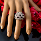 Garnet multiple French Silver Red Gemstones Edgy Modern Ring Jewelry