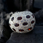 Garnet multiple French Silver Red Gemstones Edgy Modern Ring Jewelry
