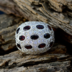 Garnet multiple French Silver Red Gemstones Edgy Modern Ring Jewelry