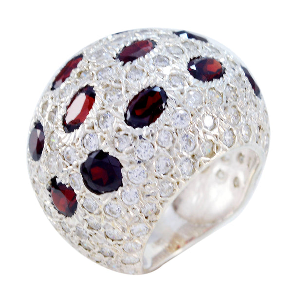 Garnet multiple French Silver Red Gemstones Edgy Modern Ring Jewelry