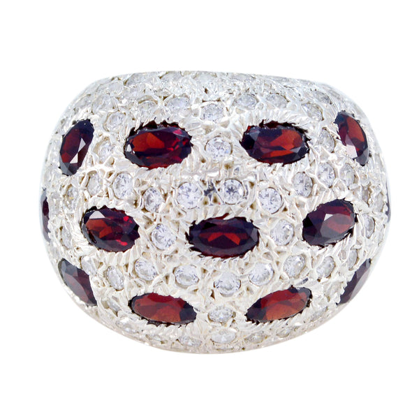 Garnet multiple French Silver Red Gemstones Edgy Modern Ring Jewelry
