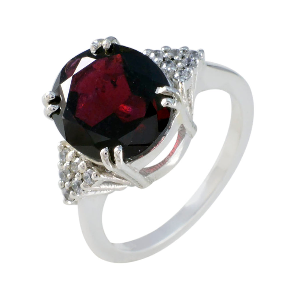 Garnet Halo Russian 925 Silver Red Gemstones Tiny Sophisticated Ring Jewellery