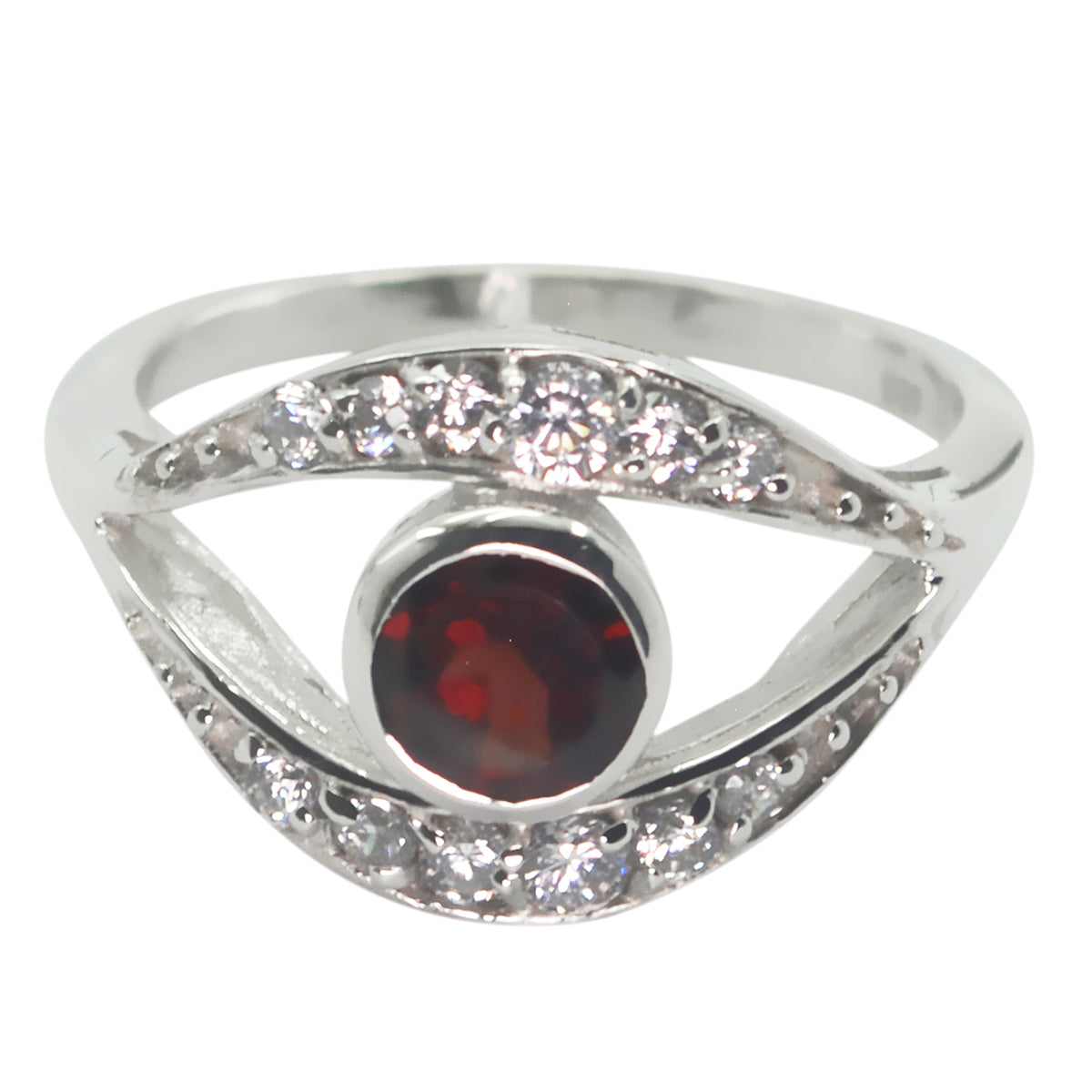 Garnet Halo Egyptian 925 Sterling Silver Red Gemstones Featherlight Fairytale Ring Jewellery