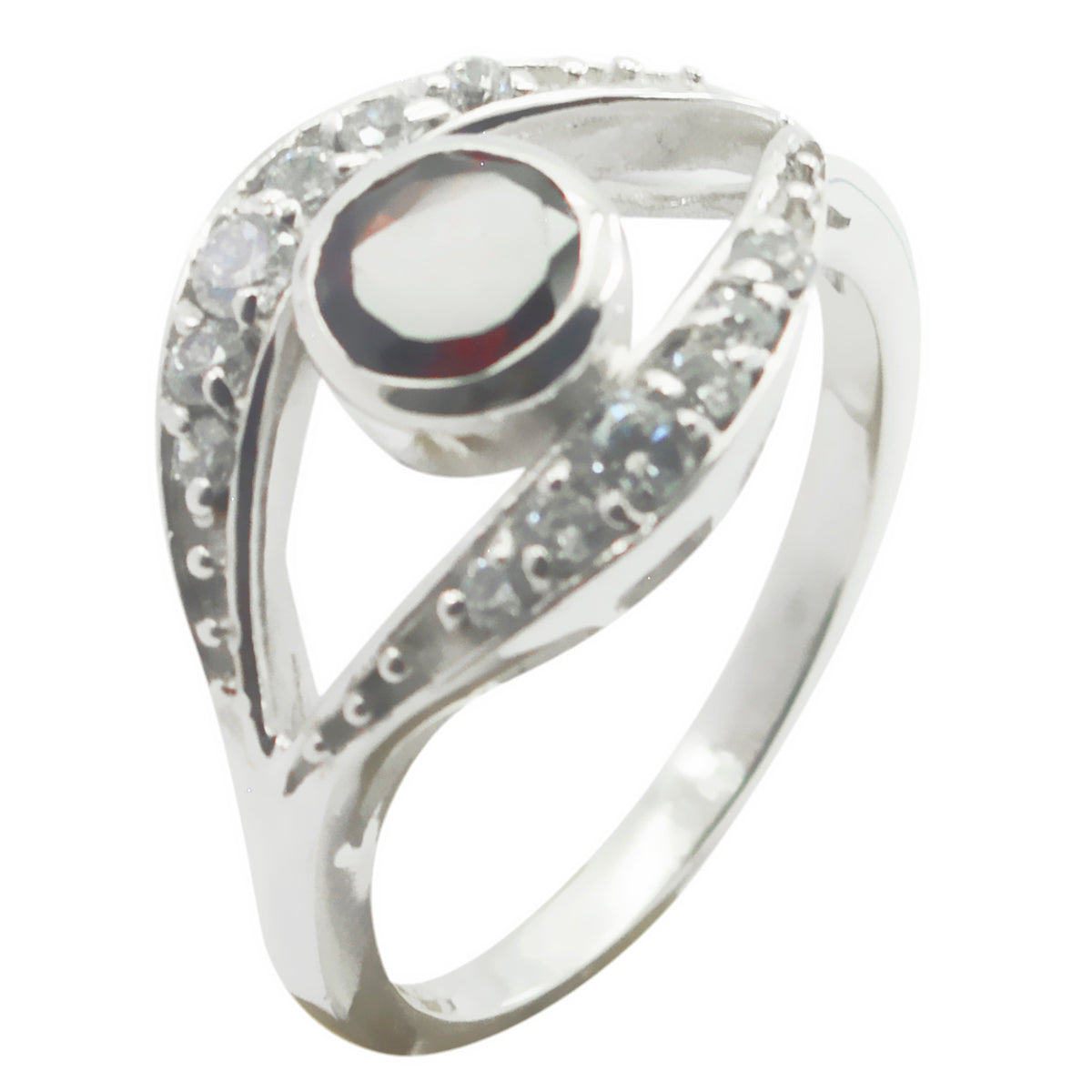 Anello da favola leggero con gemme rosse in argento sterling 925 con alone di granato egiziano Immagine secondaria del prodotto