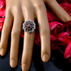Garnet multiple French 925 Sterling Silver Red Gemstones Minimal Modern Ring Jewellery
