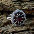 Garnet multiple French 925 Sterling Silver Red Gemstones Minimal Modern Ring Jewellery