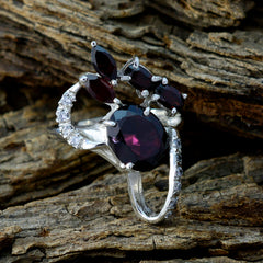 Garnet Penta German Silver Red Gems Tiny Contemporary Ring Jewelry