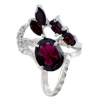 Garnet Penta German Silver Red Gems Tiny Contemporary Ring Jewelry