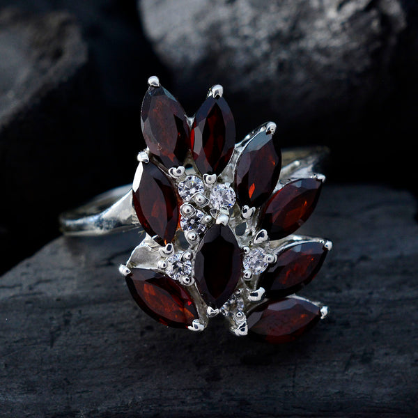 Garnet multiple French 925 Silver Red Gemstone Tiny Trendy Ring Jewellery