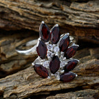 Garnet multiple French 925 Silver Red Gemstone Tiny Trendy Ring Jewellery