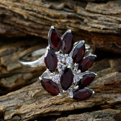 Garnet multiple French 925 Silver Red Gemstone Tiny Trendy Ring Jewellery