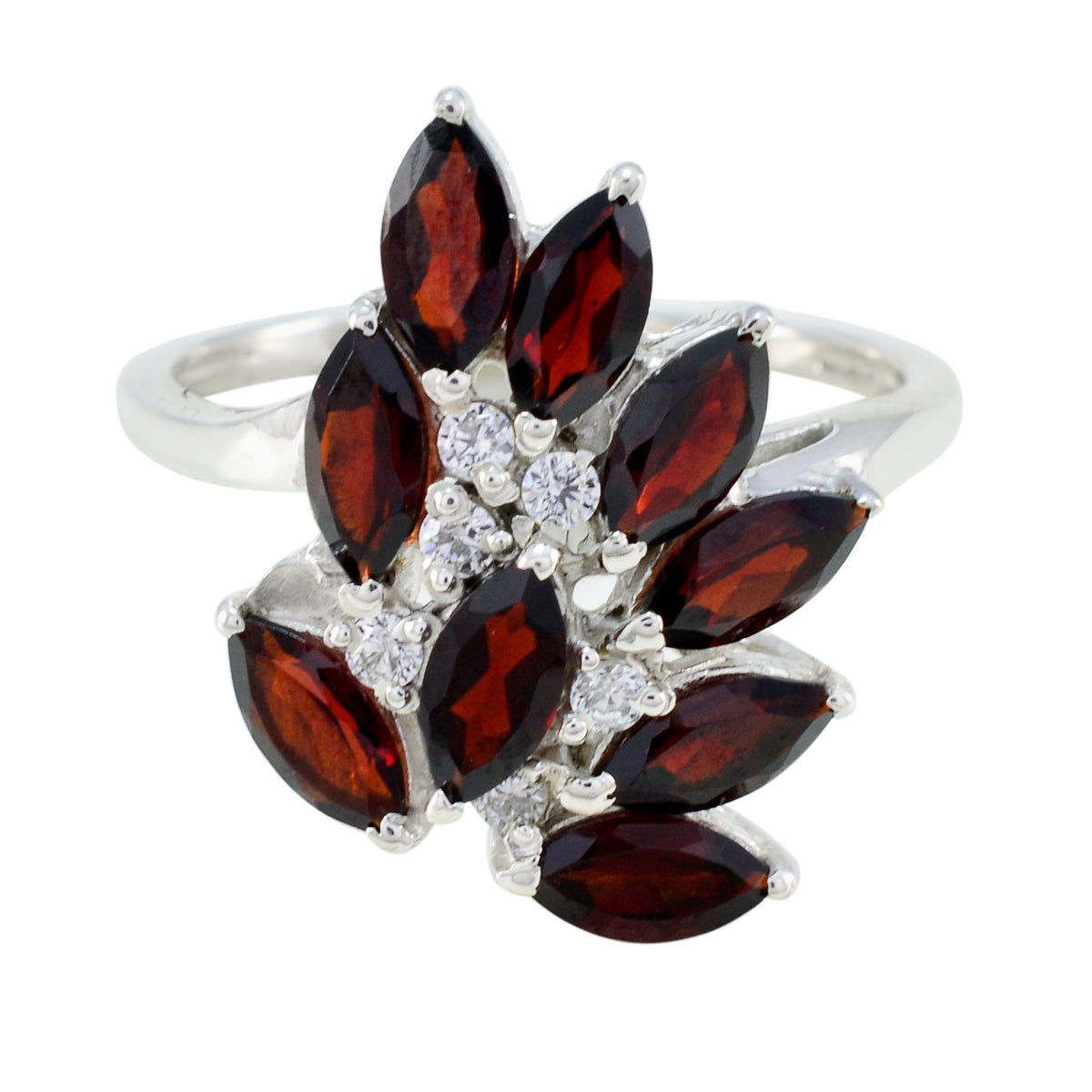 Garnet multiple French 925 Silver Red Gemstone Tiny Trendy Ring Jewellery Главное изображение товара