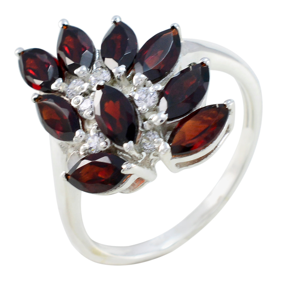 Garnet multiple French 925 Silver Red Gemstone Tiny Trendy Ring Jewellery Второстепенное изображение товара