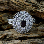 Garnet Halo Moroccan Sterling Silver Red Gemstone Minimal Cultural Ring Jewellery