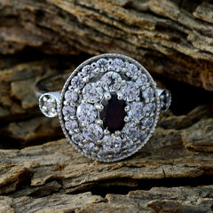 Garnet Halo Moroccan Sterling Silver Red Gemstone Minimal Cultural Ring Jewellery