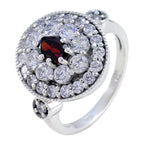 Garnet Halo Moroccan Sterling Silver Red Gemstone Minimal Cultural Ring Jewellery