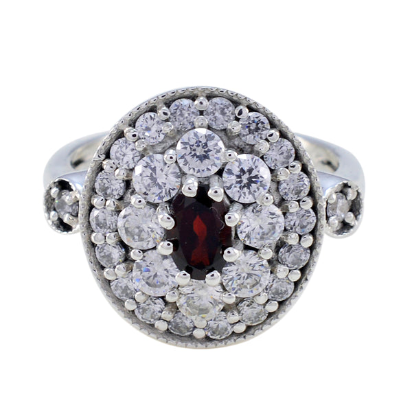 Garnet Halo Moroccan Sterling Silver Red Gemstone Minimal Cultural Ring Jewellery
