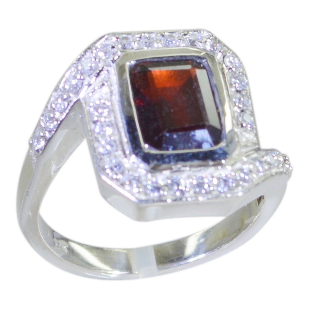 Garnet Halo African Sterling Silver Red Gems Eye catching Contemporary Ring Jewelry