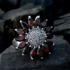Garnet multiple German Sterling Silver Red Gemstones Versatile Abstract Ring Jewellery