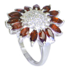 Garnet multiple German Sterling Silver Red Gemstones Versatile Abstract Ring Jewellery