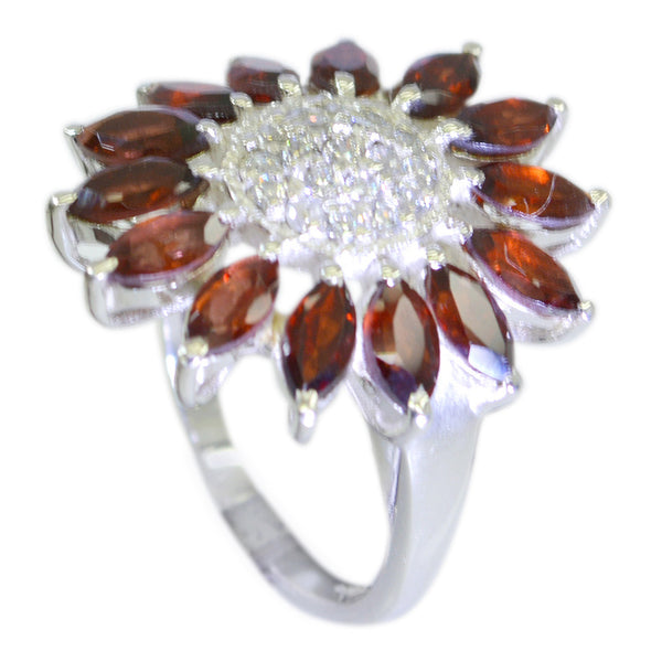 Garnet multiple German Sterling Silver Red Gemstones Versatile Abstract Ring Jewellery
