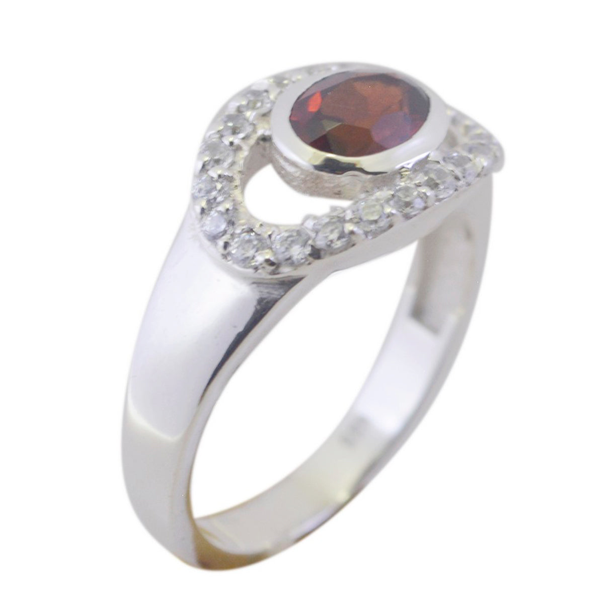 Garnet Halo Japanese Sterling Silver Red Gemstone Whisper thin Artisan Ring Jewelry