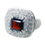 Garnet Halo Moroccan 925 Sterling Silver Red Gemstones Versatile Trendy Ring Jewellery