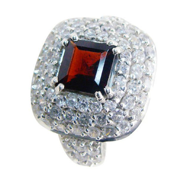 Garnet Halo Moroccan 925 Sterling Silver Red Gemstones Versatile Trendy Ring Jewellery