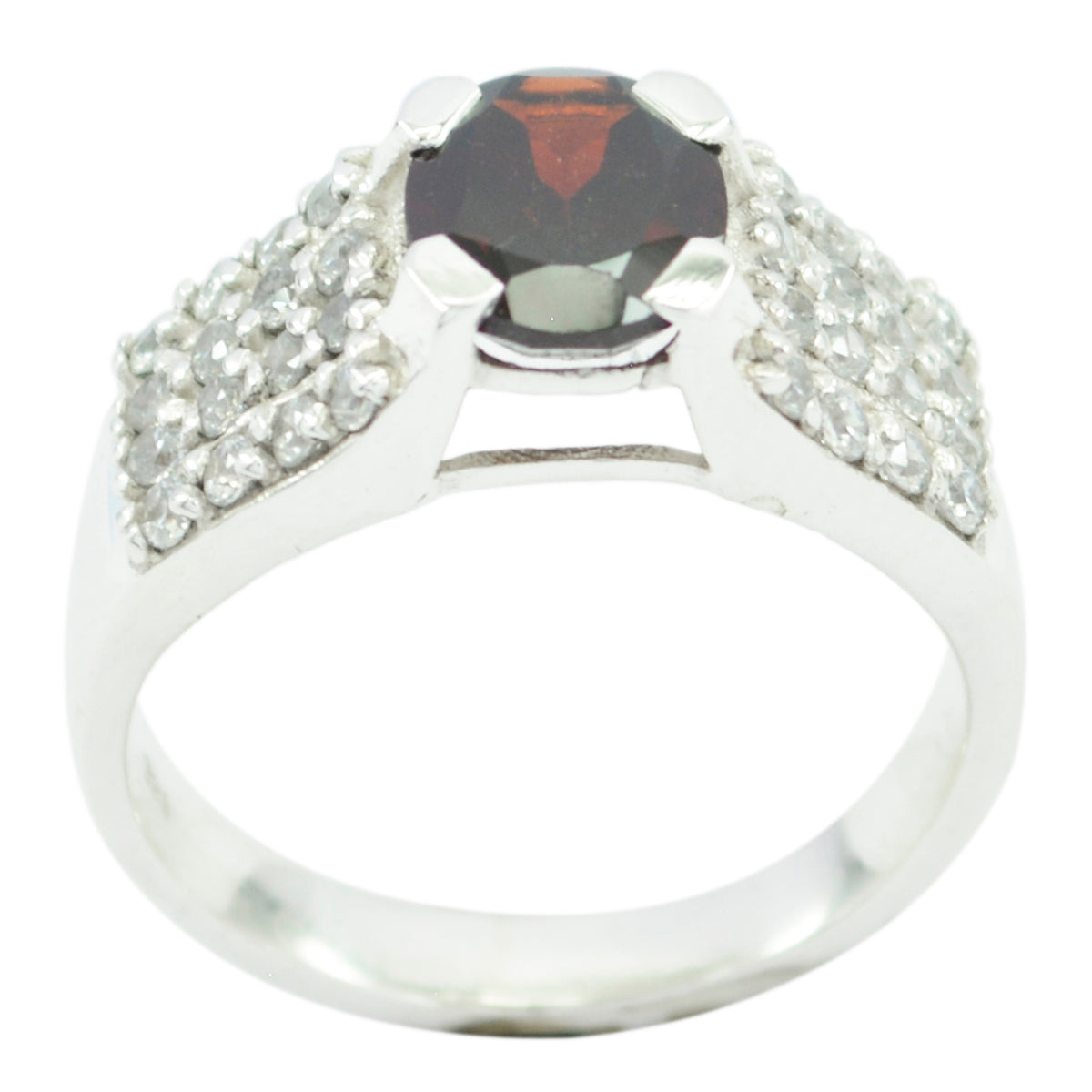 Garnet Halo African 92.5 Silver Red Gemstone Classic Artisan Ring Jewellery Immagine principale del prodotto