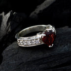 Garnet Halo German 92.5 Silver Red Gems Slim Luxurious Ring Jewelry