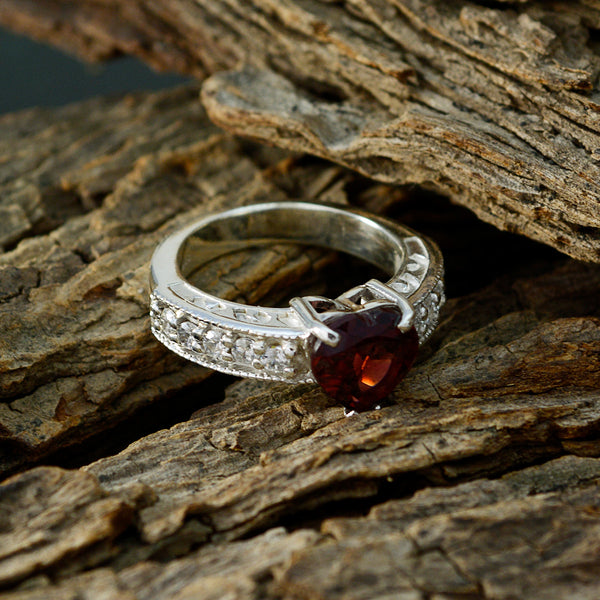 Garnet Halo German 92.5 Silver Red Gems Slim Luxurious Ring Jewelry