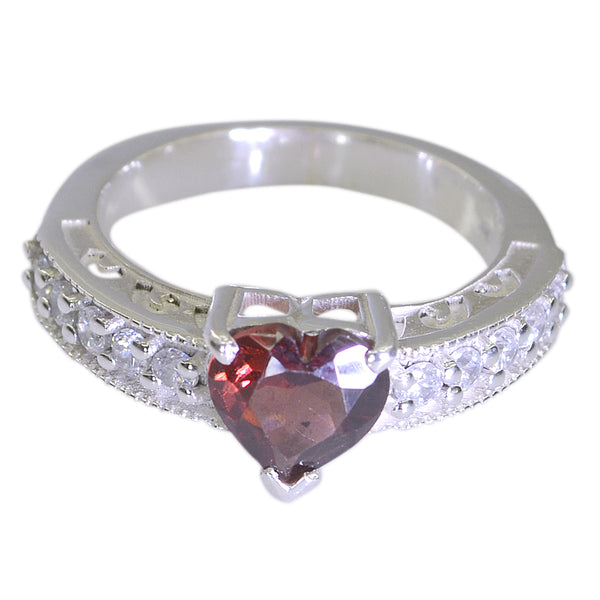 Garnet Halo German 92.5 Silver Red Gems Slim Luxurious Ring Jewelry